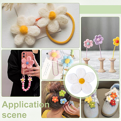 8Pcs Daisy Flower Wool Felt Fabric Costume Accessories AJEW-PH0008-82A-1