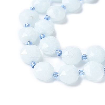 Natural Dyed Quartz Imitation Aquamarine Beads Strands G-C116-A89-01-1