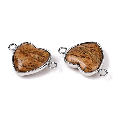 Natural Picasso Jasper Love Heart Pendants G-T138-205J-P-1