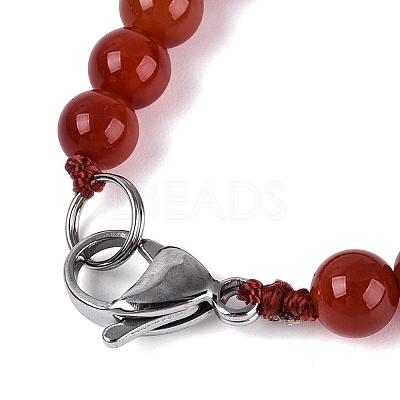 Natural Red Agate Round & Cone Beaded Necklaces NJEW-N064-03L-1