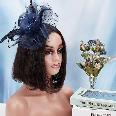 Polyester Mesh Veil Hair Bands OHAR-WH0034-12B-1