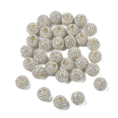 Sparkle Glass Rhinestone Round Beads OACR-S048-01C-1