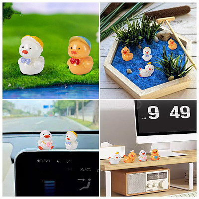 9Pcs 9 Styles Cartoon Cute Resin 3D Duck Figurines DJEW-TA0001-39-1