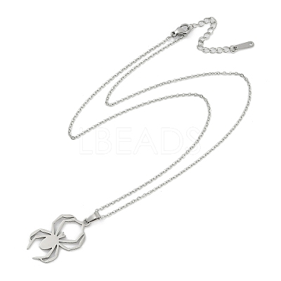 Halloween Series 202 Stainless Steel Cable Chain Spider Pendant Necklaces LS-NJEW-S005-01P-F-1