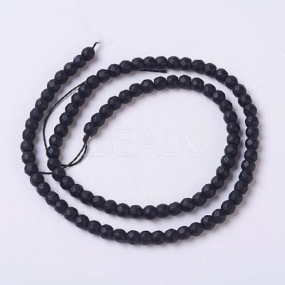 Synthetic Black Stone Beads Strands G-C059-4mm-1-1