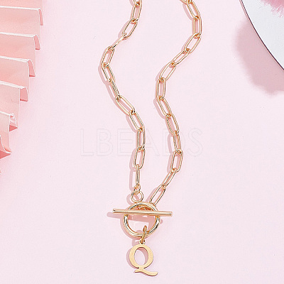 304 Stainless Steel Letter Pendant Necklaces NJEW-LP0001-52Q-G-1