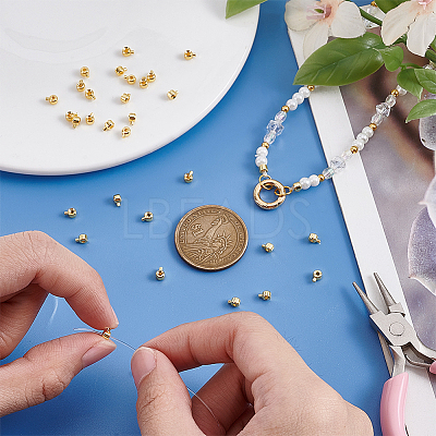 30Pcs Brass Crimp Beads KK-BBC0024-23G-1