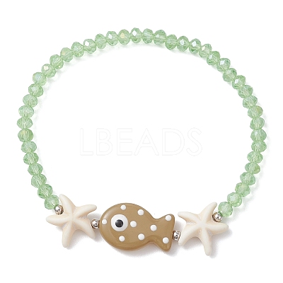 4Pcs Glass and Synthetical Turquoise Beads Stretch Bracelets for Women BJEW-TA00709-1