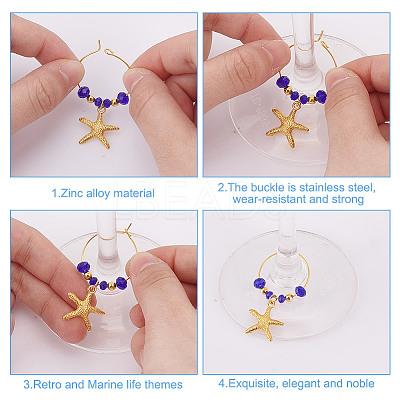 24Pcs 6 Styles Alloy Wine Glass Charms AJEW-GO00014-1
