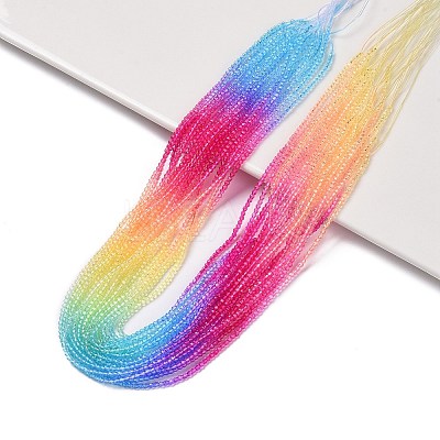 Transparent Gradient Color Glass Beads Strands GLAA-G101-2mm-04-1
