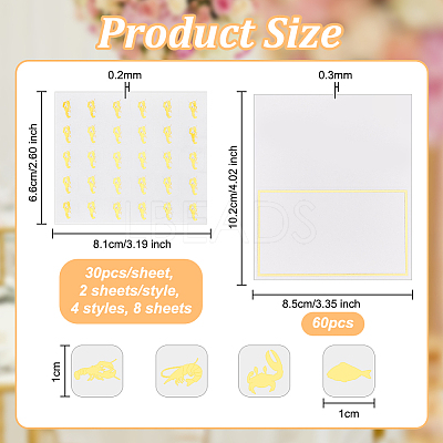 8 Sheets 4 Styles PVC Waterproof Self-Adhesive Sticker STIC-OC0001-13C-1