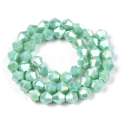 Opaque Solid Color Electroplate Glass Beads Strands EGLA-A039-P6mm-B20-1