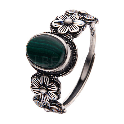 925 Sterling Silver with Natural Malachite Finger Rings WGB2E64-01-1