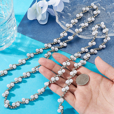 Alloy & Crystal Rhinestone & Plastic Pearl Bead Chains LCHA-TA0001-01-1