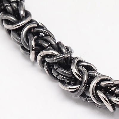 Fashionable Retro 304 Stainless Steel Byzantine Chain Bracelets BJEW-F041-08-1