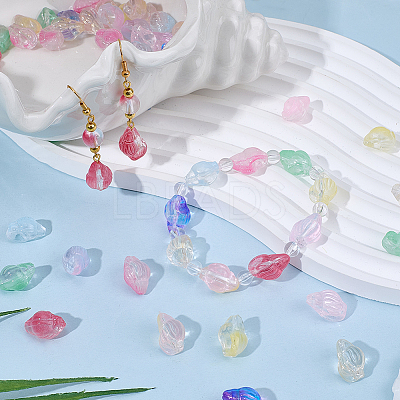80Pcs 10 Colors Transparent Spray Paint Glass Beads GLAA-SC0003-33-1