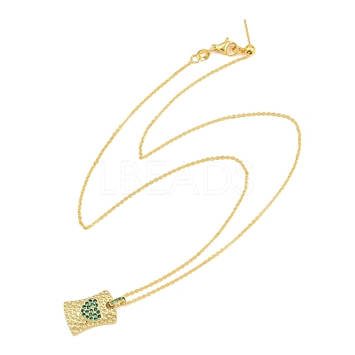 Brass Micro Pave Cubic Zirconia Rectangle with Heart Pendant Adjustable Slider Necklaces KK-CBA4547-08G-02-1