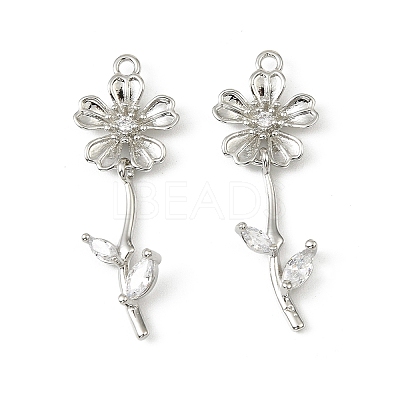 Brass Micro Pave Cubic Zirconia Pendants KK-C107-09B-P-1