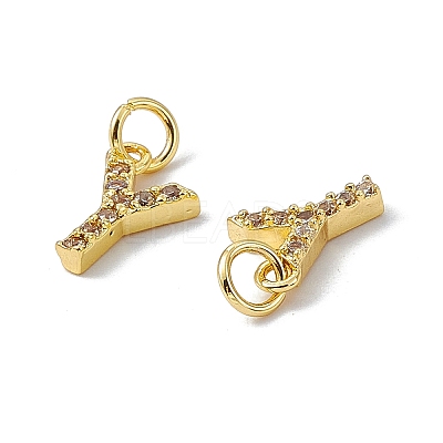 Real 18K Gold Plated Brass Micro Pave Clear Cubic Zirconia Charms KK-E068-VB452-Y-1