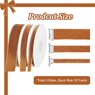 3 Rolls 3 Styles Single Face Velvet Ribbon OCOR-PH0002-87A-1
