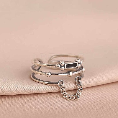 Rectangle 925 Sterling Silver Enamel Adjustable Cuff Rings for Women FS-WGEEF9E-01-1