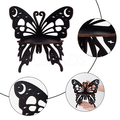 2Pcs 2 Styles Butterfly Shape Wood Candle Holder DJEW-DR0001-03-1