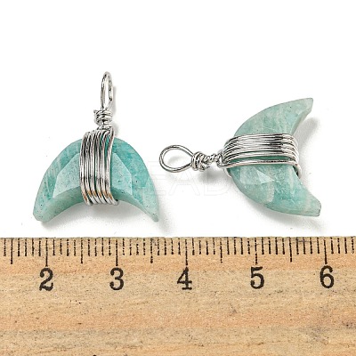 Natural Flower Amazonite Copper Wire Wrapped Pendants G-B079-01P-05-1