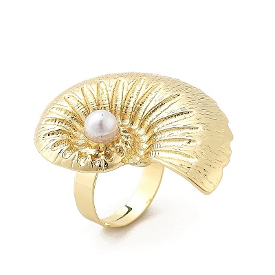 Conch Alloy Adjustable Rings for Women RJEW-B108-03KCG-1