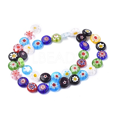 Flat Round Handmade Millefiori Glass Beads LK-R004-53-1
