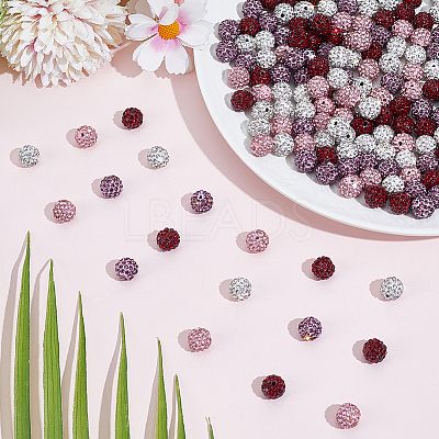 200Pcs 4 Colors Pave Disco Ball Beads RB-PA0001-10A-1