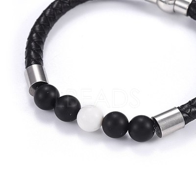 Men's Braided Leather Cord Bracelets BJEW-JB04253-02-1