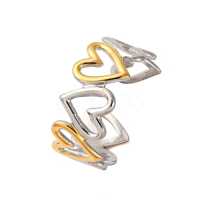 304 Stainless Steel Double Color Cuff Rings RJEW-S635-01GP-Q-1