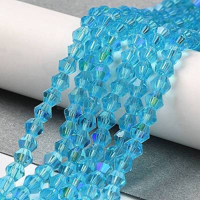 Transparent Electroplate Glass Beads Strands EGLA-A039-T4mm-L19-1