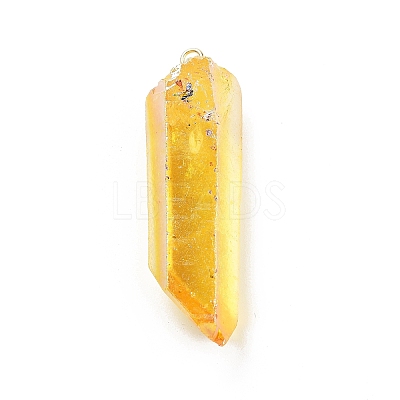 Electroplated Natural Quartz Pendants G-P315-B01-09G-1
