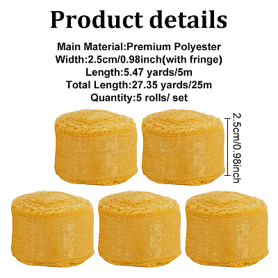 5 Rolls 5M Satin Frayed Ribbon SRIB-DR0001-01D-1