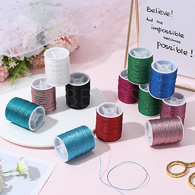 12 Rolls Polyester Sewing Metallic Thread OCOR-WH20074-07A-1