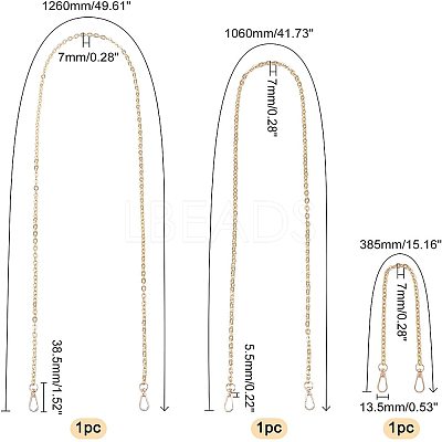 3 Strand 3 Style Iron Chain Bag Strap FIND-WR0002-63-1
