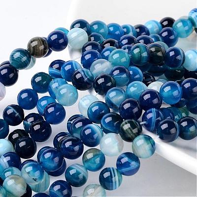 Natural Striped Agate/Banded Agate Beads AGAT-8D-8-1