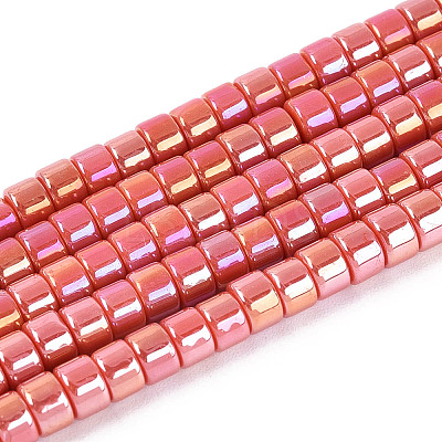 AB Color Plated Opaque Glass Beads Strands GLAA-T026-2x4mm-P18-1