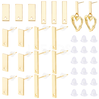 40Pcs 2 Styles Brass Stud Earrings Findings EJEW-BBC0002-30-1
