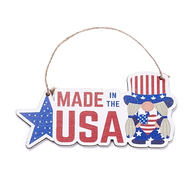 Independence Day Density Board Wooden Wall Ornament Doorplate Pendants HJEW-C004-10-1