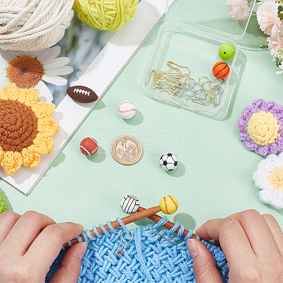 8Pcs 8 Styles Sports Silicone Beads Knitting Needle Protectors/Knitting Needle Stoppers DIY-NB0010-34-1
