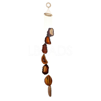 Chakra Natural Dyed Agate Piece Hanging Ornament HJEW-R126-01E-1