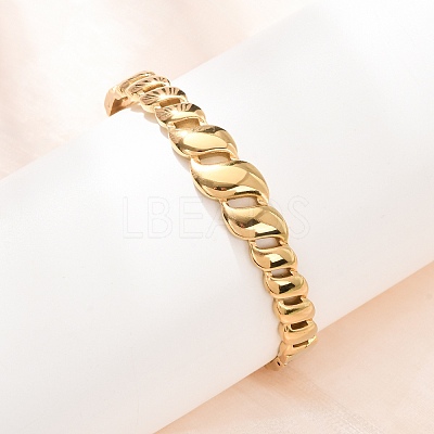 304 Stainless Steel Hollow Twisted Chain Open Hinged Cuff Bangles SA-CBA7A40-05G-1