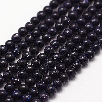 Blue Goldstone Beads Strands G-N0200-01C-3mm-1