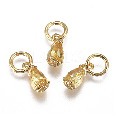Brass Micro Pave Cubic Zirconia Charms ZIRC-F111-04G-01-1