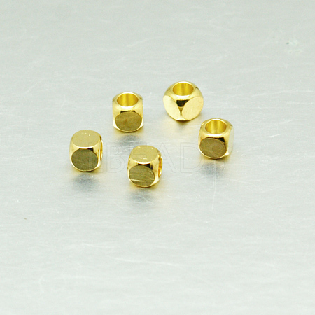 Cube Brass Spacer Beads KK-L015B-01G-1