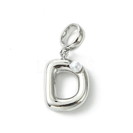 Rack Plating Brass with ABS Plastic Pearl European Dangle Charms KK-G501-02D-P-1