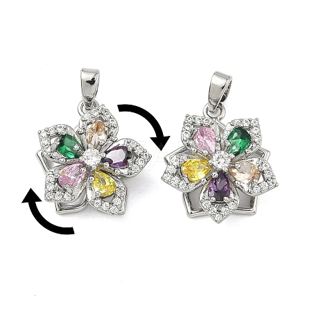 Brass Micro Pave Cubic Zirconia Rotatable Pendants KK-A287-11B-P-1