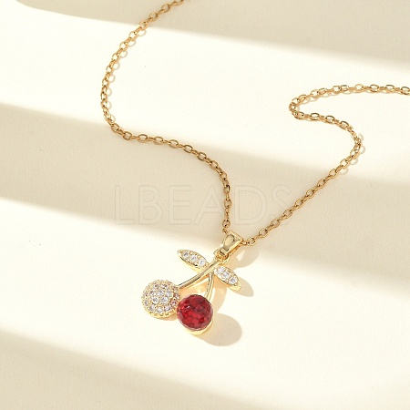 Brass & Cubic Zirconia Pendant Necklaces SA-CBA7E55-03G-01-1